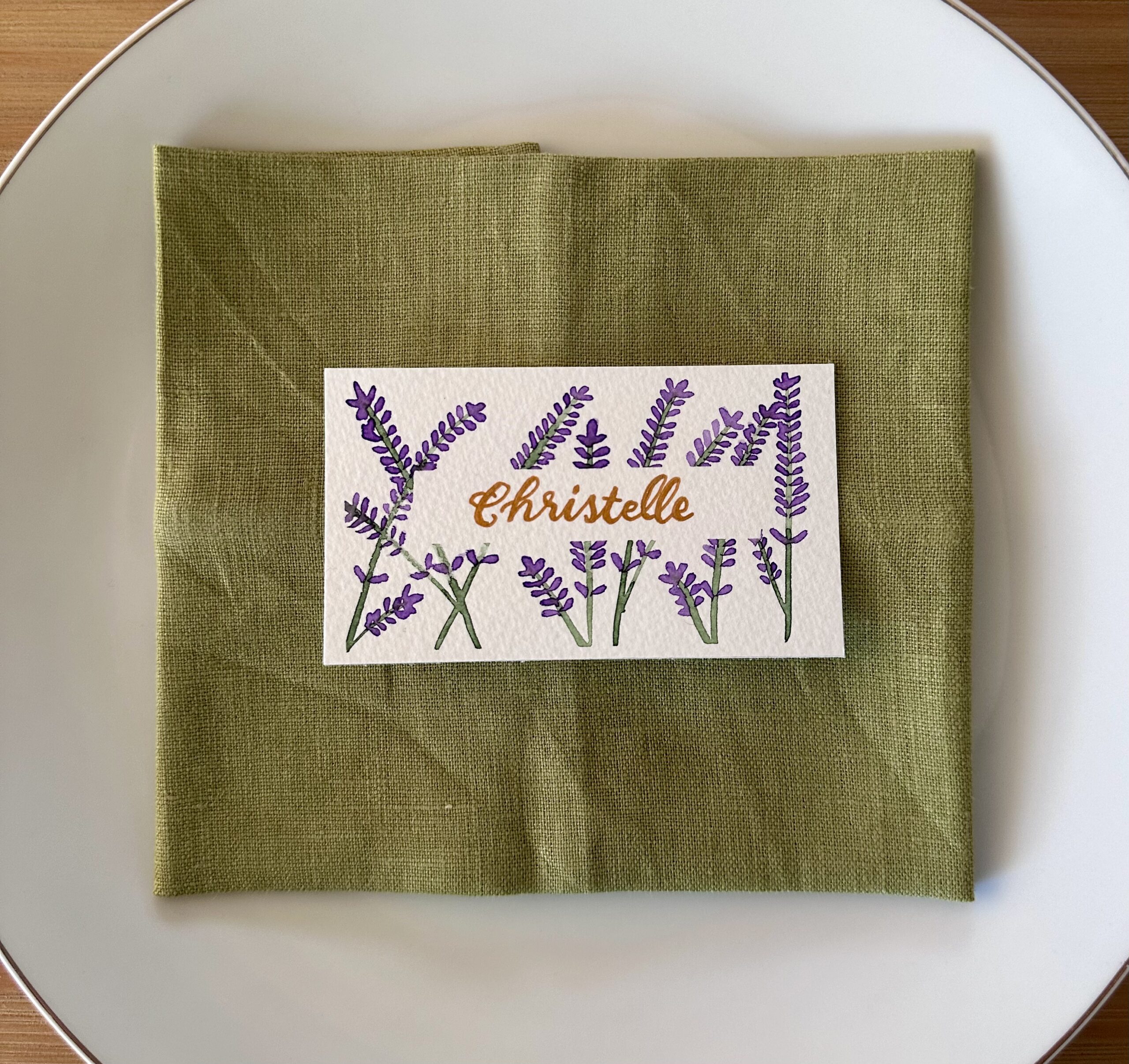 Marque-place fait main et personnalisé - Brins de lavande – Image 3