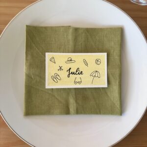 Marque-place fait main et personnalisé – Doodles d’été