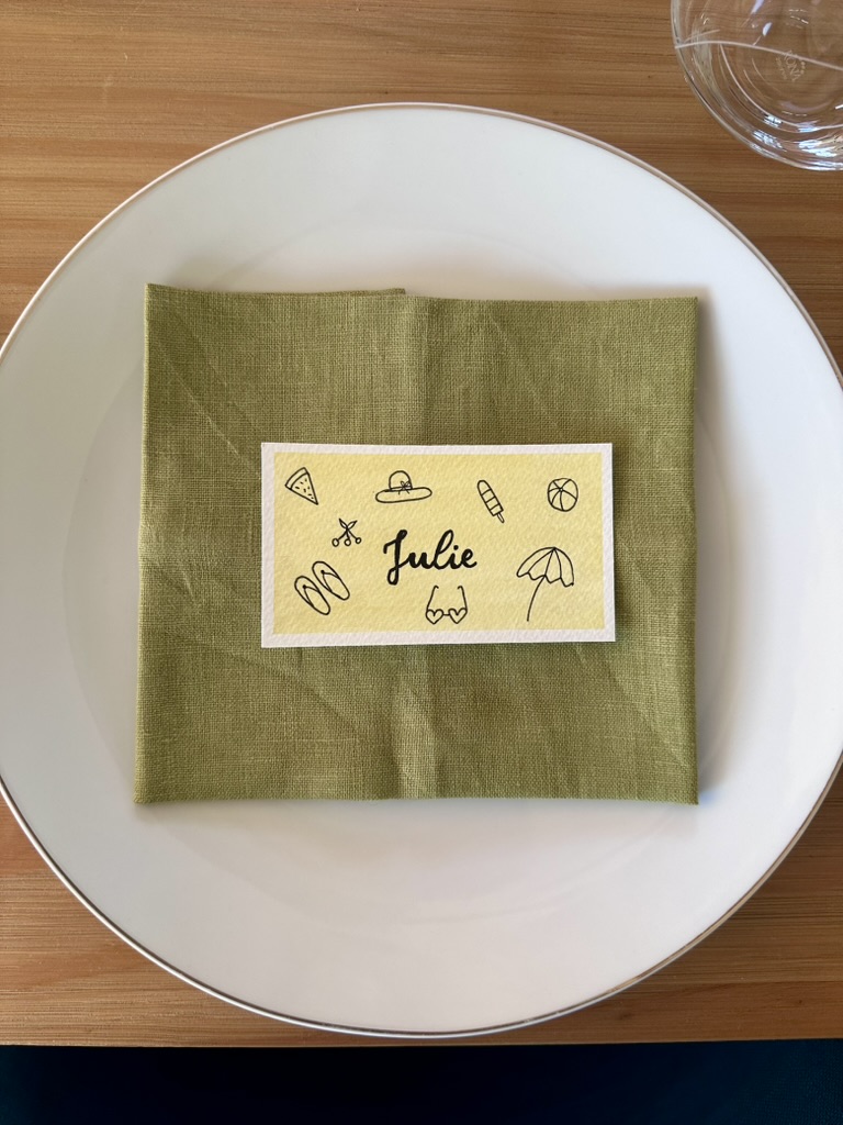 Marque-place fait main et personnalisé - Doodles d’été