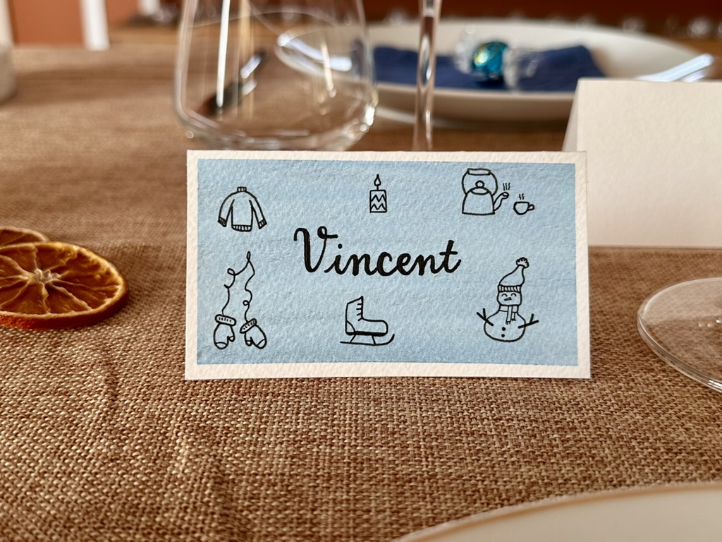 Marque-place fait main et personnalisé - Doodles d’hiver – Image 5