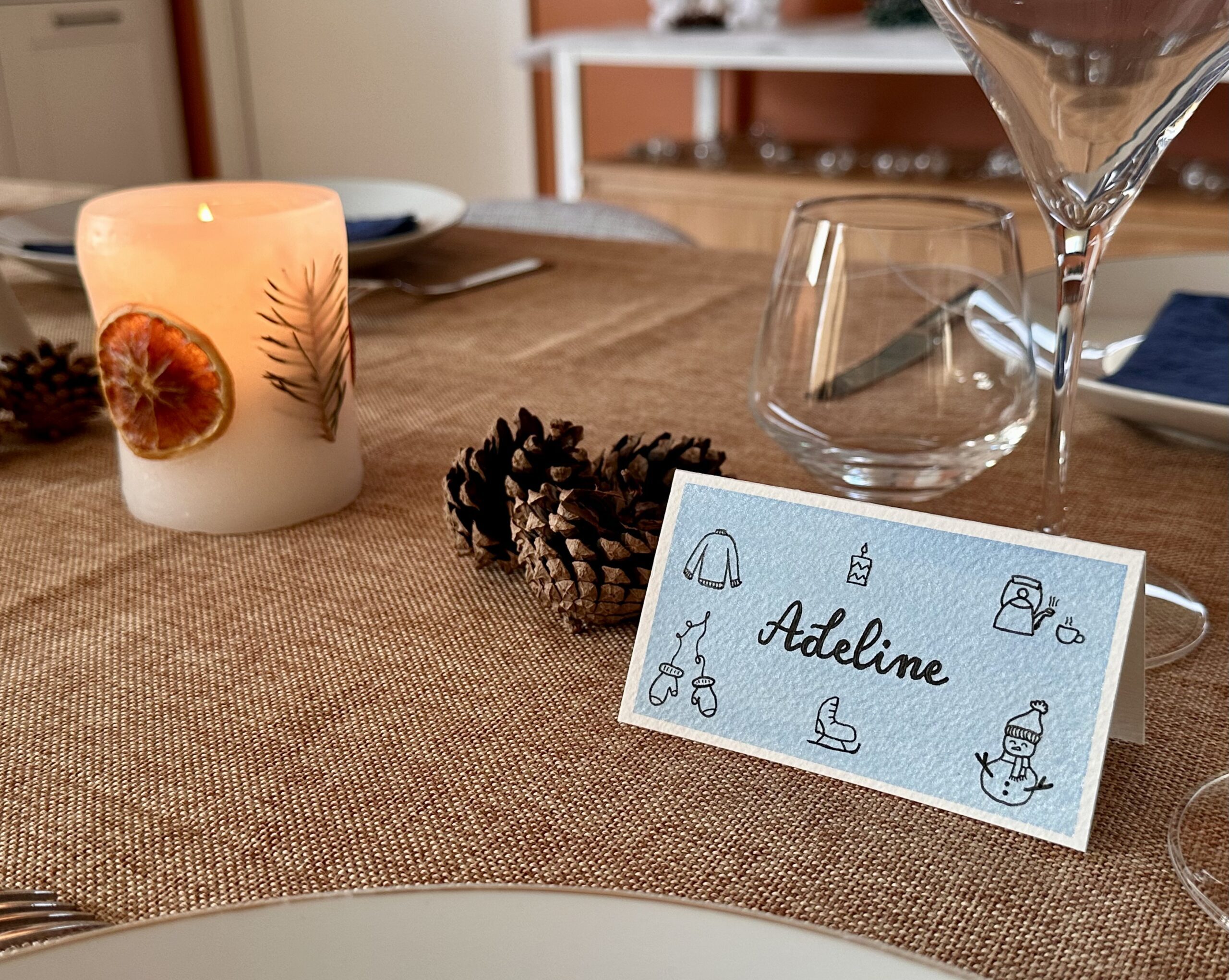 Marque-place fait main et personnalisé - Doodles d’hiver – Image 8