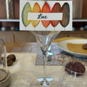 Marque-place fait main et personnalisé – Feuilles d’automne