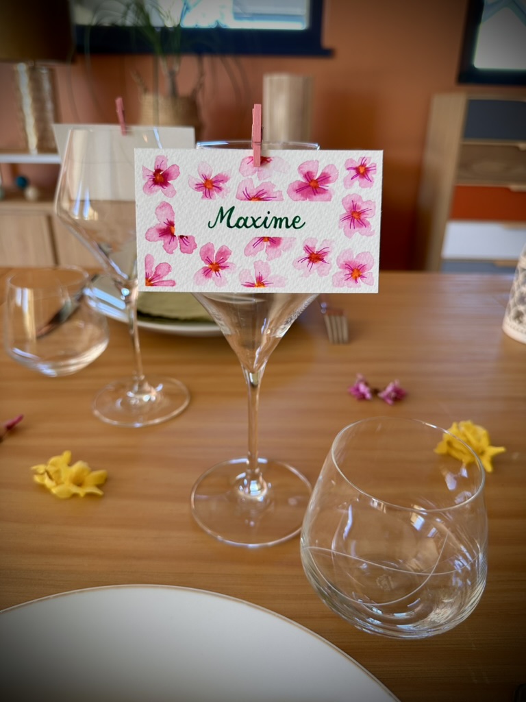 Marque-place fait main et personnalisé - Fleurs du jardin