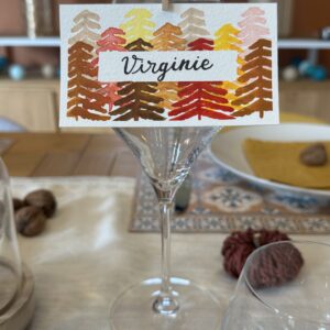 Marque-place fait main et personnalisé – Forêt d’automne