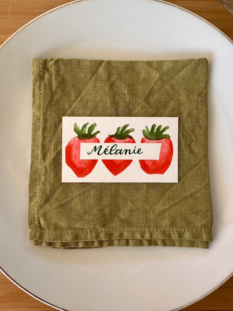 Marque-place fait main et personnalisé - Fraises du potager – Image 6