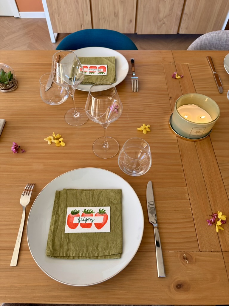 Marque-place fait main et personnalisé - Fraises du potager – Image 2