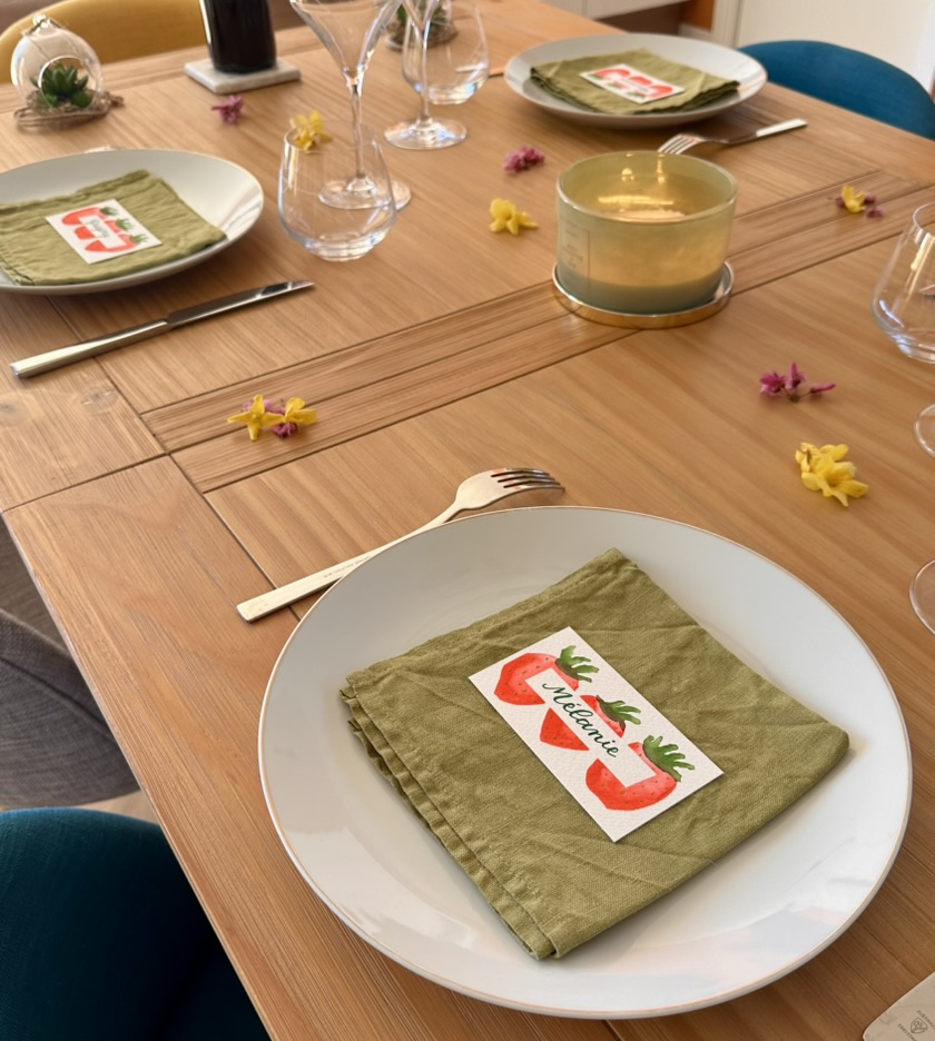 Marque-place fait main et personnalisé - Fraises du potager – Image 4