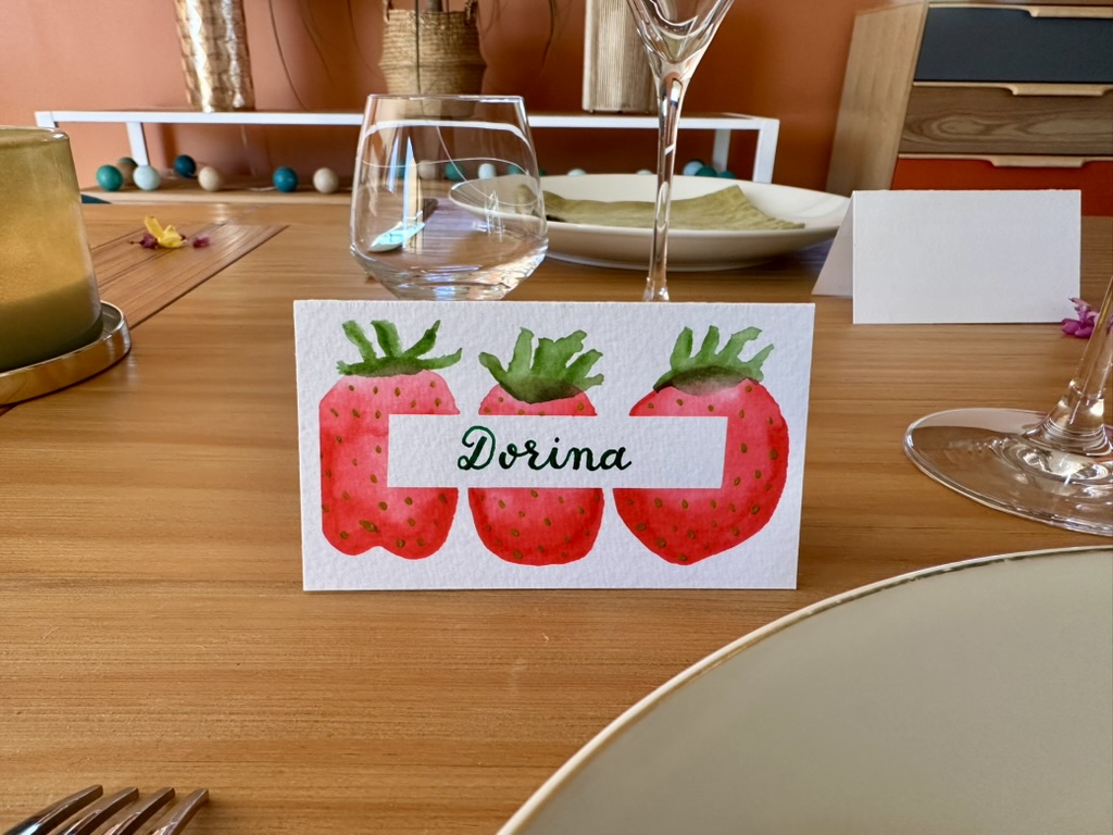 Marque-place fait main et personnalisé - Fraises du potager – Image 7