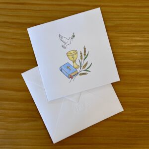 Carte de communion fait main - Colombe de la paix