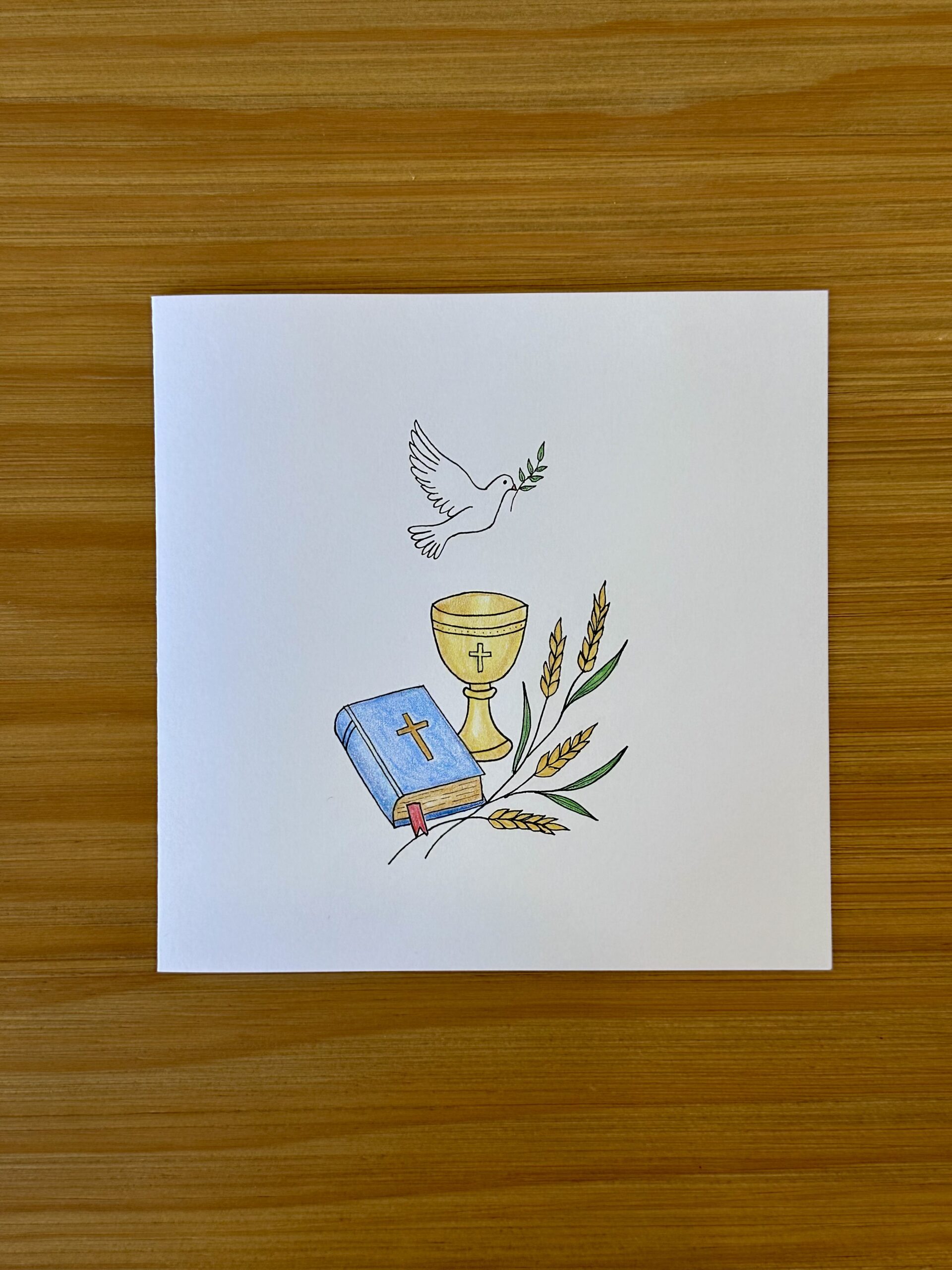 Carte de communion fait main - Colombe de la paix – Image 6